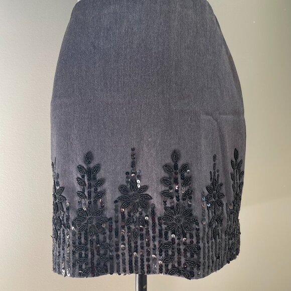 Grey Sequin Mini Skirt - Picture 1 of 6
